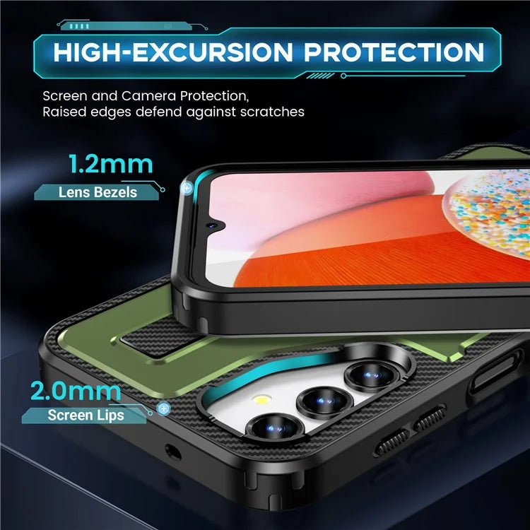 For Samsung Galaxy A14 4G / 5G Case TPU+PC Kickstand Phone Cover with Silicone Finger Strap