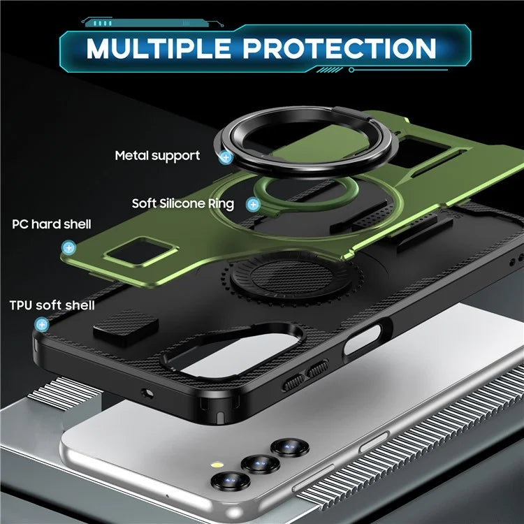For Samsung Galaxy A14 4G / 5G Case TPU+PC Kickstand Phone Cover with Silicone Finger Strap