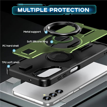 For Samsung Galaxy A14 4G / 5G Case TPU+PC Kickstand Phone Cover with Silicone Finger Strap