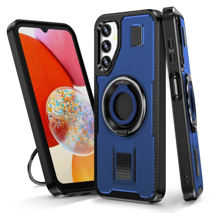 For Samsung Galaxy A14 4G / 5G Case TPU+PC Kickstand Phone Cover with Silicone Finger Strap
