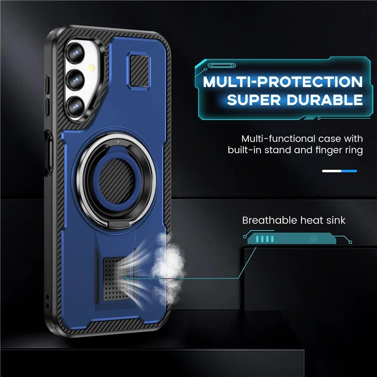 For Samsung Galaxy A14 4G / 5G Case TPU+PC Kickstand Phone Cover with Silicone Finger Strap
