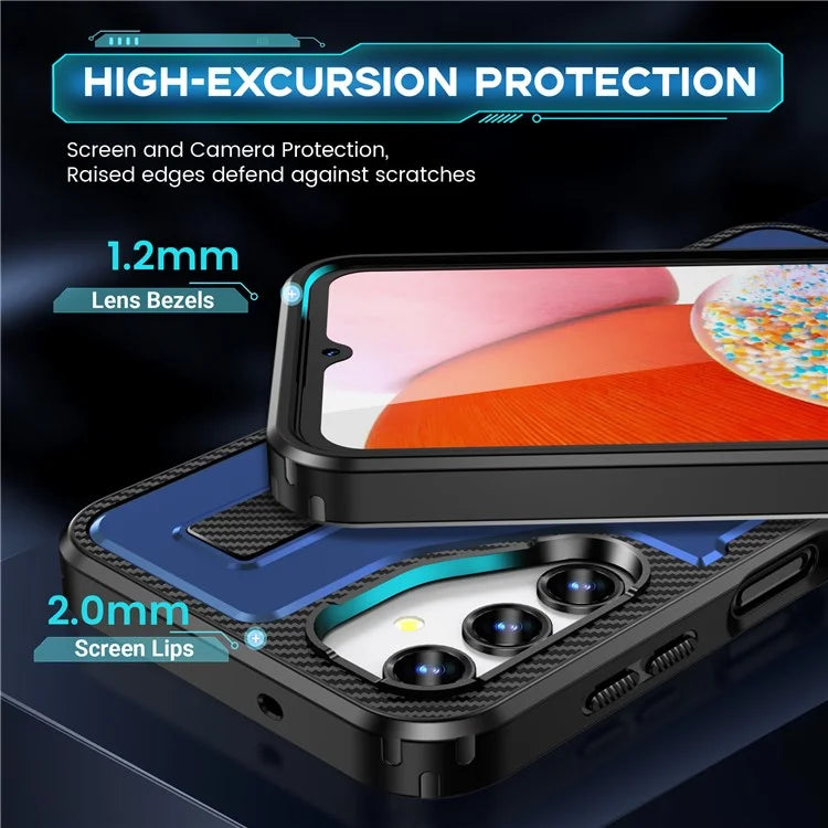 For Samsung Galaxy A14 4G / 5G Case TPU+PC Kickstand Phone Cover with Silicone Finger Strap