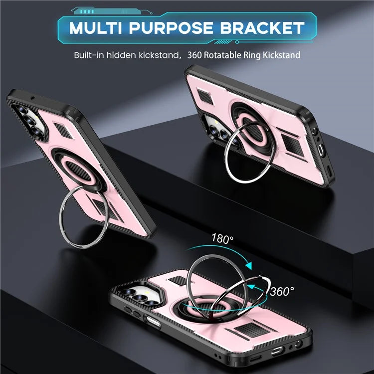 For Samsung Galaxy A14 4G / 5G Case TPU+PC Kickstand Phone Cover with Silicone Finger Strap