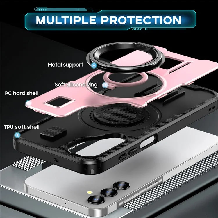 For Samsung Galaxy A14 4G / 5G Case TPU+PC Kickstand Phone Cover with Silicone Finger Strap