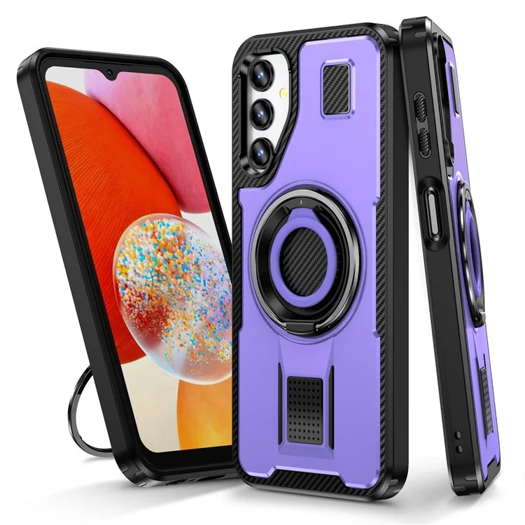 For Samsung Galaxy A14 4G / 5G Case TPU+PC Kickstand Phone Cover with Silicone Finger Strap