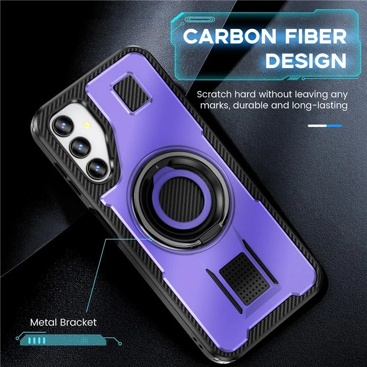 For Samsung Galaxy A14 4G / 5G Case TPU+PC Kickstand Phone Cover with Silicone Finger Strap