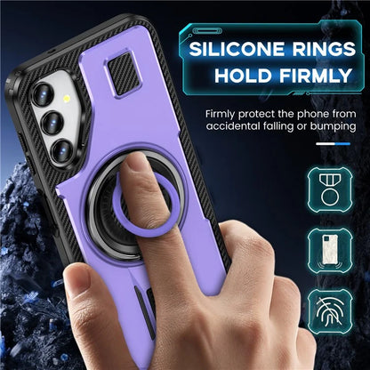 For Samsung Galaxy A14 4G / 5G Case TPU+PC Kickstand Phone Cover with Silicone Finger Strap