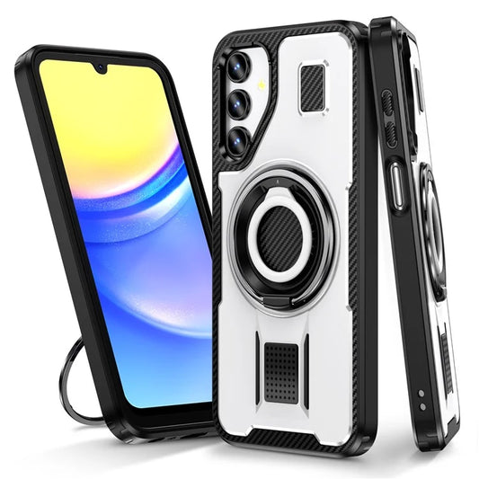 For Samsung Galaxy A15 4G / 5G Case TPU+PC Kickstand Phone Cover with Silicone Finger Strap