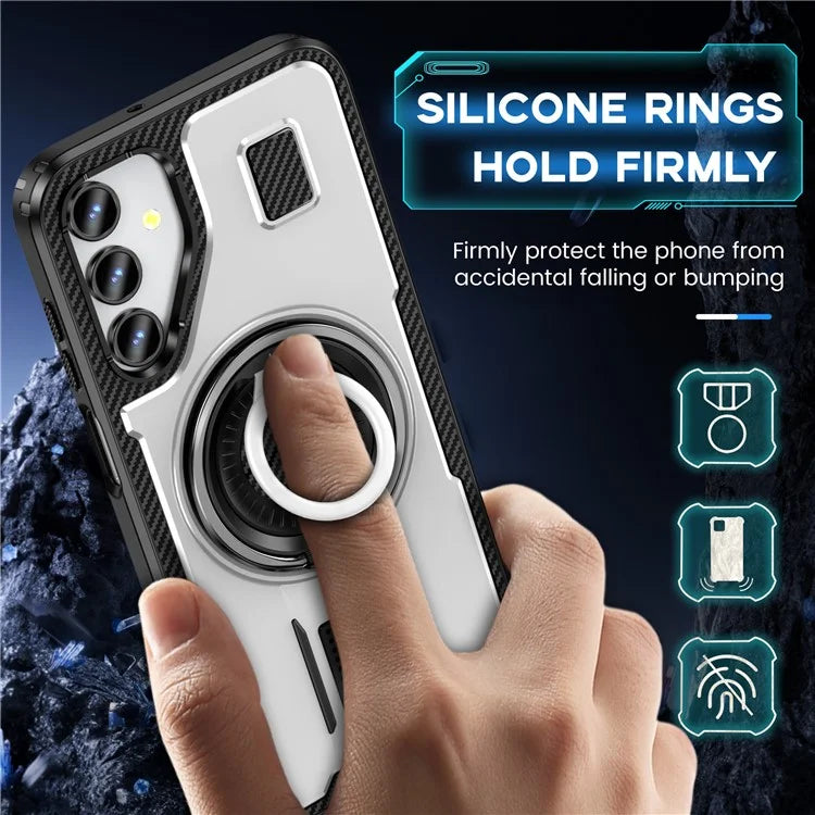 For Samsung Galaxy A15 4G / 5G Case TPU+PC Kickstand Phone Cover with Silicone Finger Strap