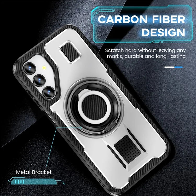 For Samsung Galaxy A15 4G / 5G Case TPU+PC Kickstand Phone Cover with Silicone Finger Strap