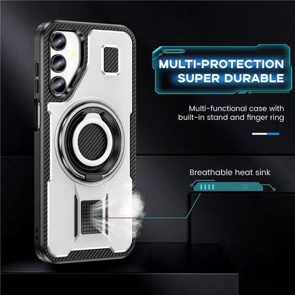 For Samsung Galaxy A15 4G / 5G Case TPU+PC Kickstand Phone Cover with Silicone Finger Strap