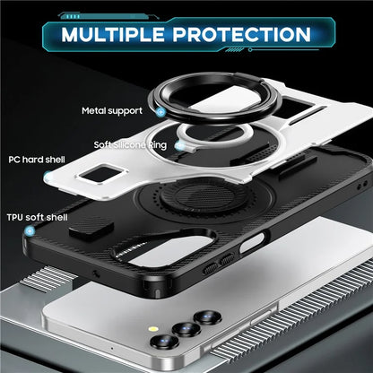 For Samsung Galaxy A15 4G / 5G Case TPU+PC Kickstand Phone Cover with Silicone Finger Strap