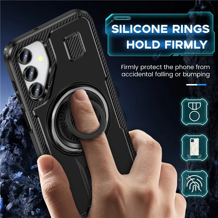 For Samsung Galaxy A15 4G / 5G Case TPU+PC Kickstand Phone Cover with Silicone Finger Strap