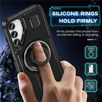For Samsung Galaxy A15 4G / 5G Case TPU+PC Kickstand Phone Cover with Silicone Finger Strap