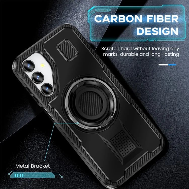 For Samsung Galaxy A15 4G / 5G Case TPU+PC Kickstand Phone Cover with Silicone Finger Strap