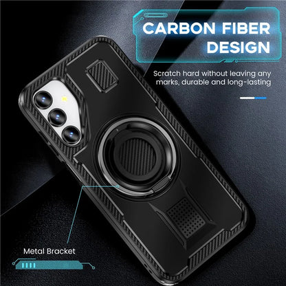 For Samsung Galaxy A15 4G / 5G Case TPU+PC Kickstand Phone Cover with Silicone Finger Strap
