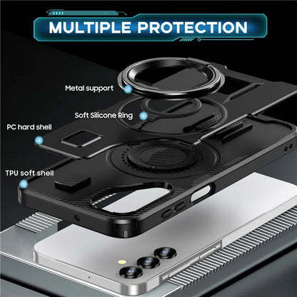 For Samsung Galaxy A15 4G / 5G Case TPU+PC Kickstand Phone Cover with Silicone Finger Strap