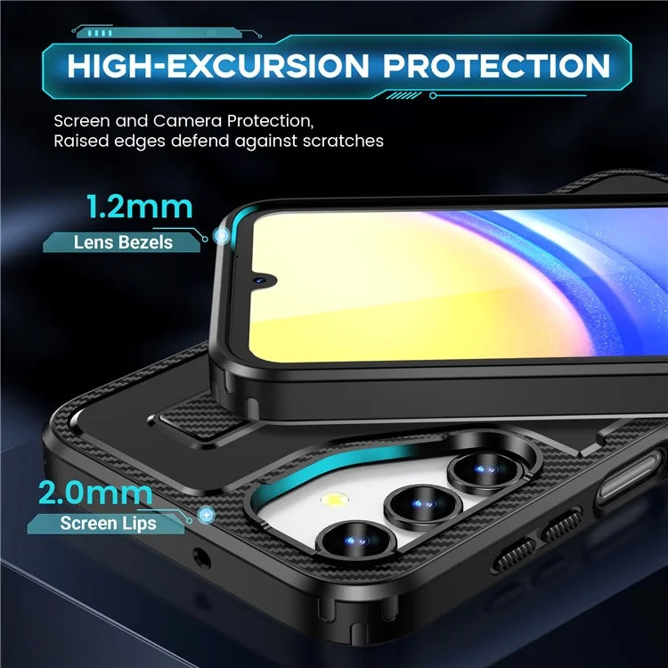 For Samsung Galaxy A15 4G / 5G Case TPU+PC Kickstand Phone Cover with Silicone Finger Strap