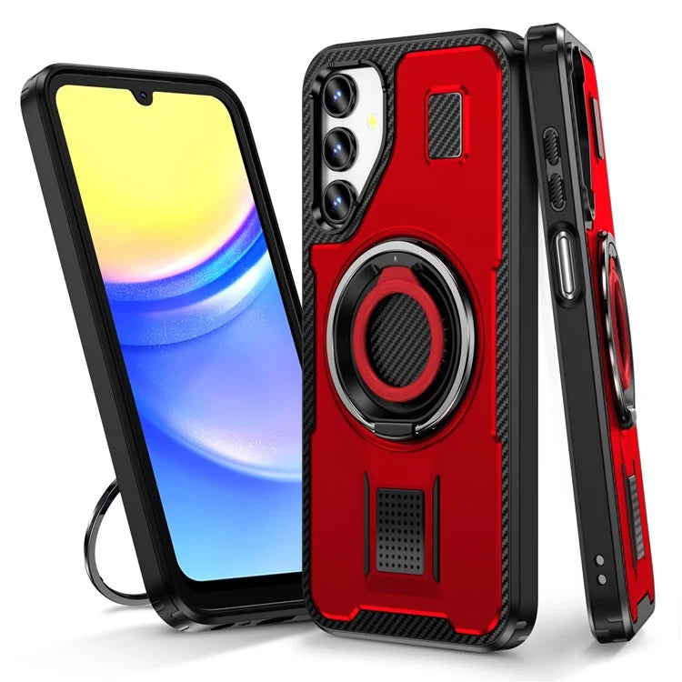 For Samsung Galaxy A15 4G / 5G Case TPU+PC Kickstand Phone Cover with Silicone Finger Strap