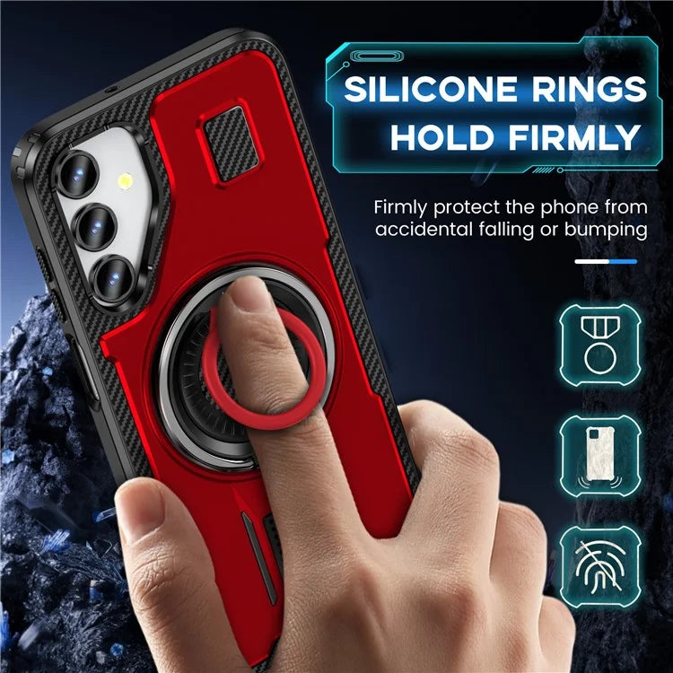 For Samsung Galaxy A15 4G / 5G Case TPU+PC Kickstand Phone Cover with Silicone Finger Strap