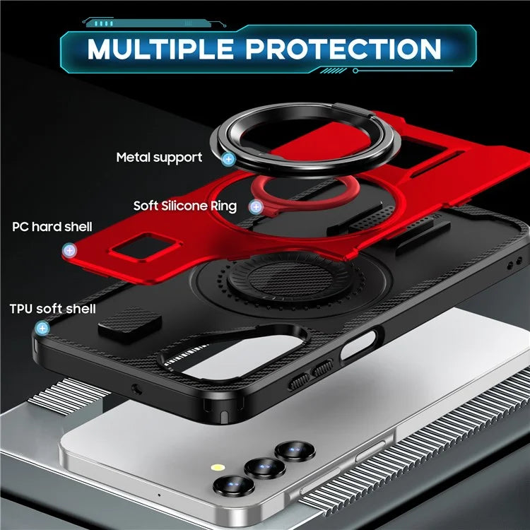 For Samsung Galaxy A15 4G / 5G Case TPU+PC Kickstand Phone Cover with Silicone Finger Strap