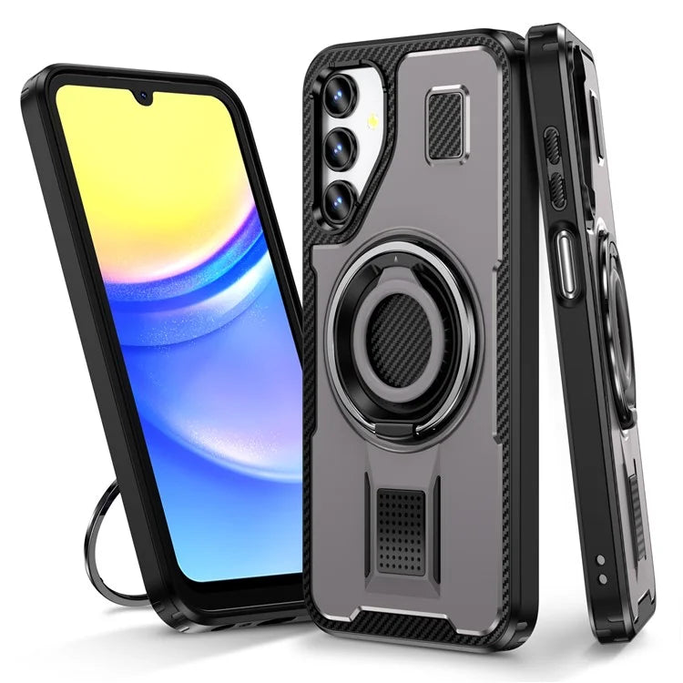 For Samsung Galaxy A15 4G / 5G Case TPU+PC Kickstand Phone Cover with Silicone Finger Strap