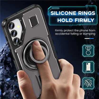 For Samsung Galaxy A15 4G / 5G Case TPU+PC Kickstand Phone Cover with Silicone Finger Strap