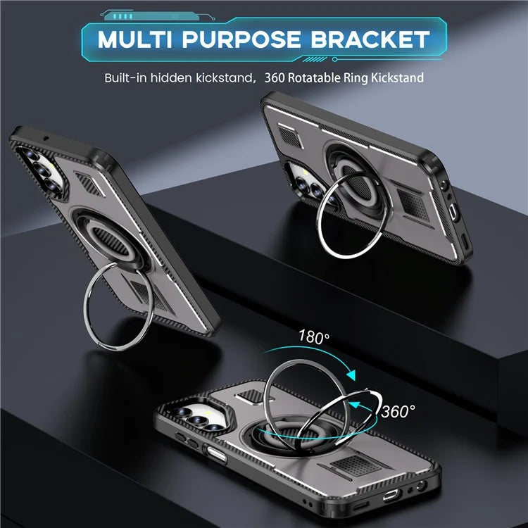 For Samsung Galaxy A15 4G / 5G Case TPU+PC Kickstand Phone Cover with Silicone Finger Strap