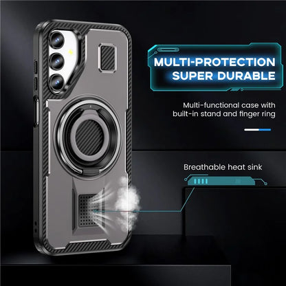 For Samsung Galaxy A15 4G / 5G Case TPU+PC Kickstand Phone Cover with Silicone Finger Strap
