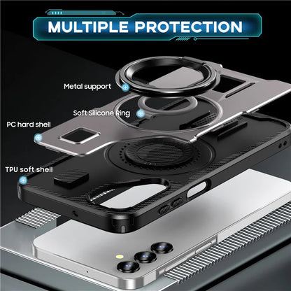 For Samsung Galaxy A15 4G / 5G Case TPU+PC Kickstand Phone Cover with Silicone Finger Strap