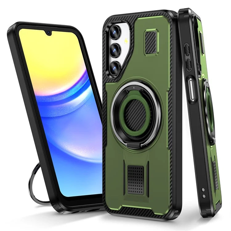 For Samsung Galaxy A15 4G / 5G Case TPU+PC Kickstand Phone Cover with Silicone Finger Strap