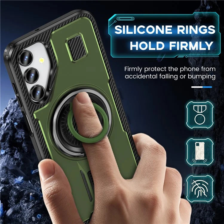 For Samsung Galaxy A15 4G / 5G Case TPU+PC Kickstand Phone Cover with Silicone Finger Strap