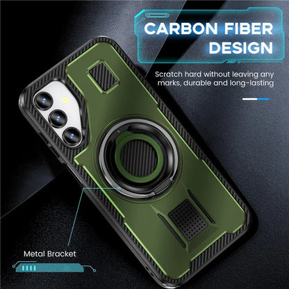 For Samsung Galaxy A15 4G / 5G Case TPU+PC Kickstand Phone Cover with Silicone Finger Strap