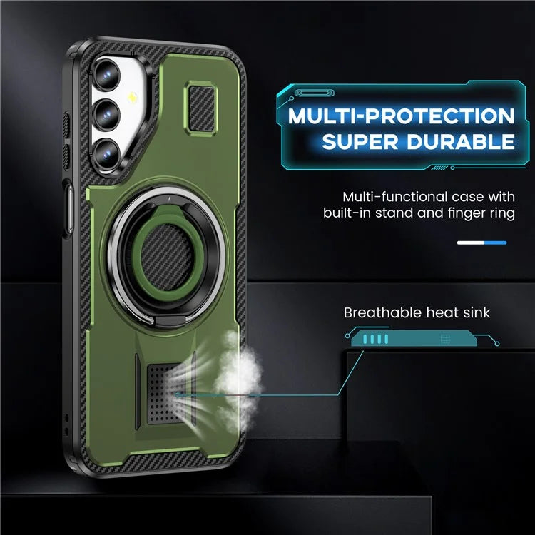 For Samsung Galaxy A15 4G / 5G Case TPU+PC Kickstand Phone Cover with Silicone Finger Strap