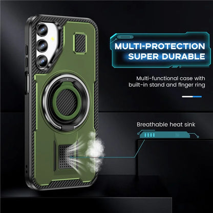 For Samsung Galaxy A15 4G / 5G Case TPU+PC Kickstand Phone Cover with Silicone Finger Strap