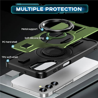 For Samsung Galaxy A15 4G / 5G Case TPU+PC Kickstand Phone Cover with Silicone Finger Strap