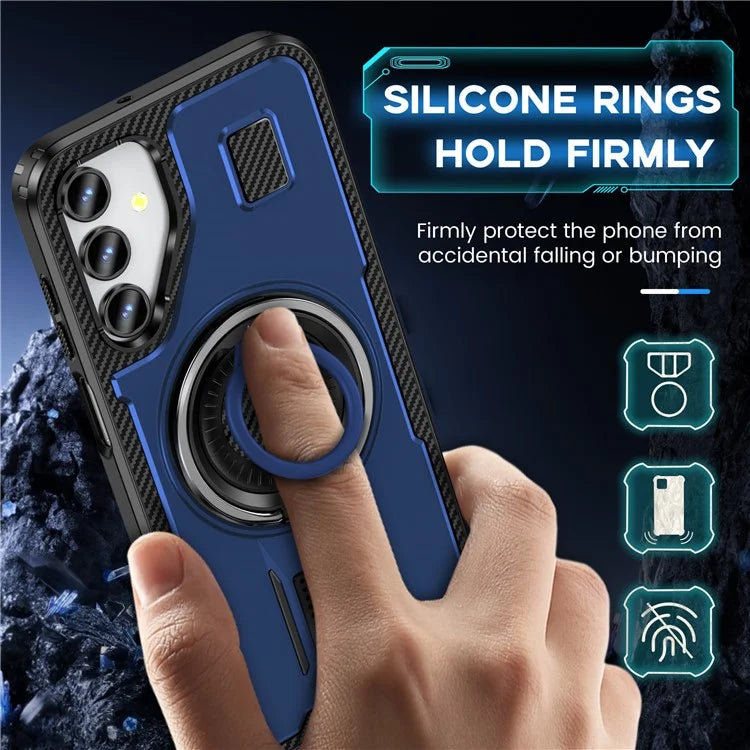 For Samsung Galaxy A15 4G / 5G Case TPU+PC Kickstand Phone Cover with Silicone Finger Strap