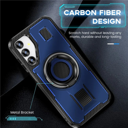 For Samsung Galaxy A15 4G / 5G Case TPU+PC Kickstand Phone Cover with Silicone Finger Strap