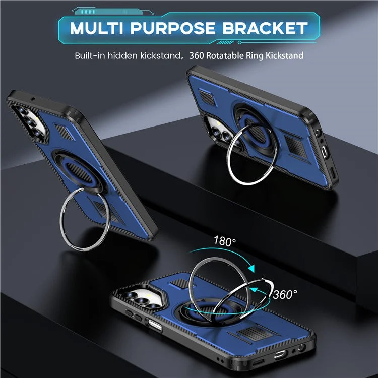 For Samsung Galaxy A15 4G / 5G Case TPU+PC Kickstand Phone Cover with Silicone Finger Strap