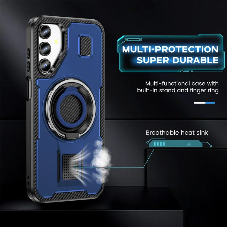 For Samsung Galaxy A15 4G / 5G Case TPU+PC Kickstand Phone Cover with Silicone Finger Strap