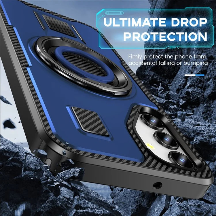 For Samsung Galaxy A15 4G / 5G Case TPU+PC Kickstand Phone Cover with Silicone Finger Strap