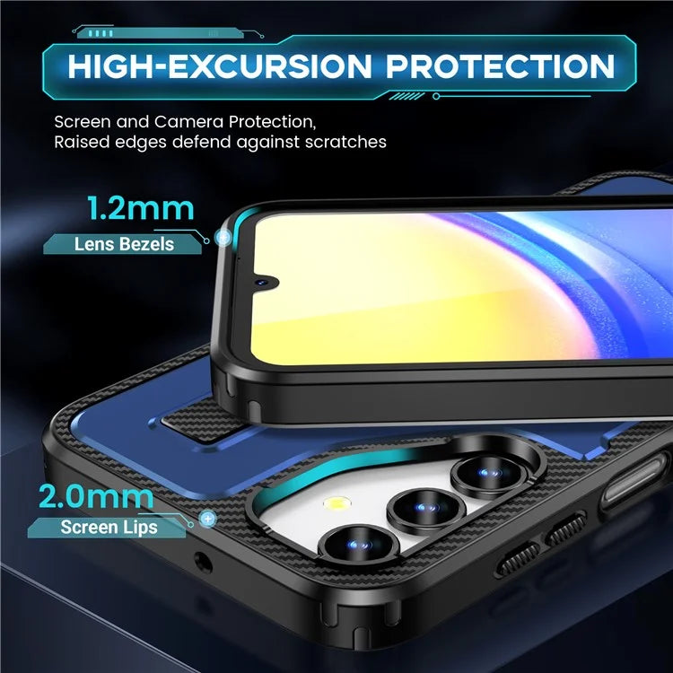 For Samsung Galaxy A15 4G / 5G Case TPU+PC Kickstand Phone Cover with Silicone Finger Strap