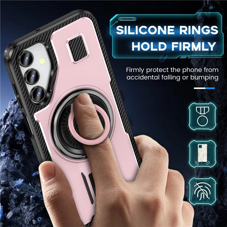 For Samsung Galaxy A15 4G / 5G Case TPU+PC Kickstand Phone Cover with Silicone Finger Strap