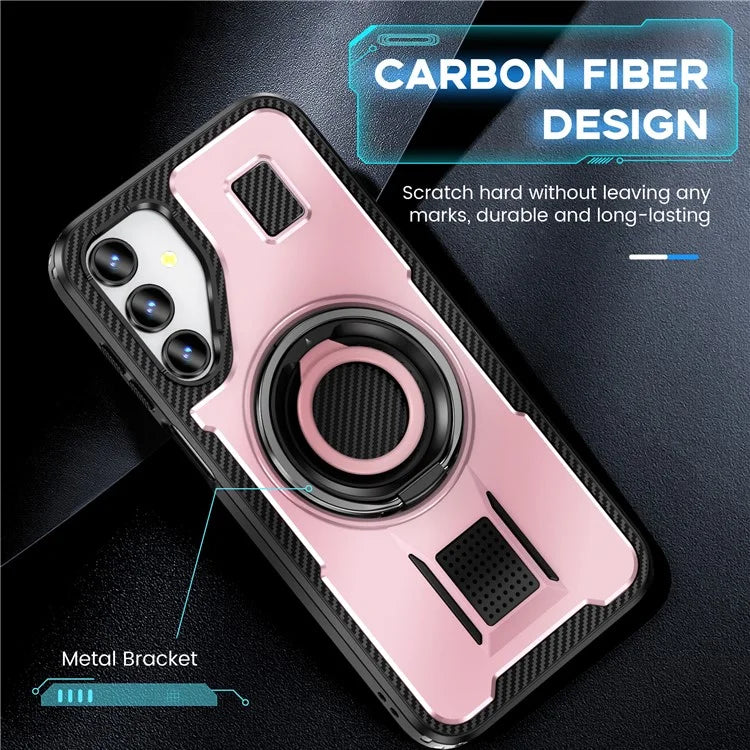 For Samsung Galaxy A15 4G / 5G Case TPU+PC Kickstand Phone Cover with Silicone Finger Strap