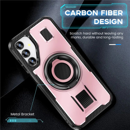For Samsung Galaxy A15 4G / 5G Case TPU+PC Kickstand Phone Cover with Silicone Finger Strap