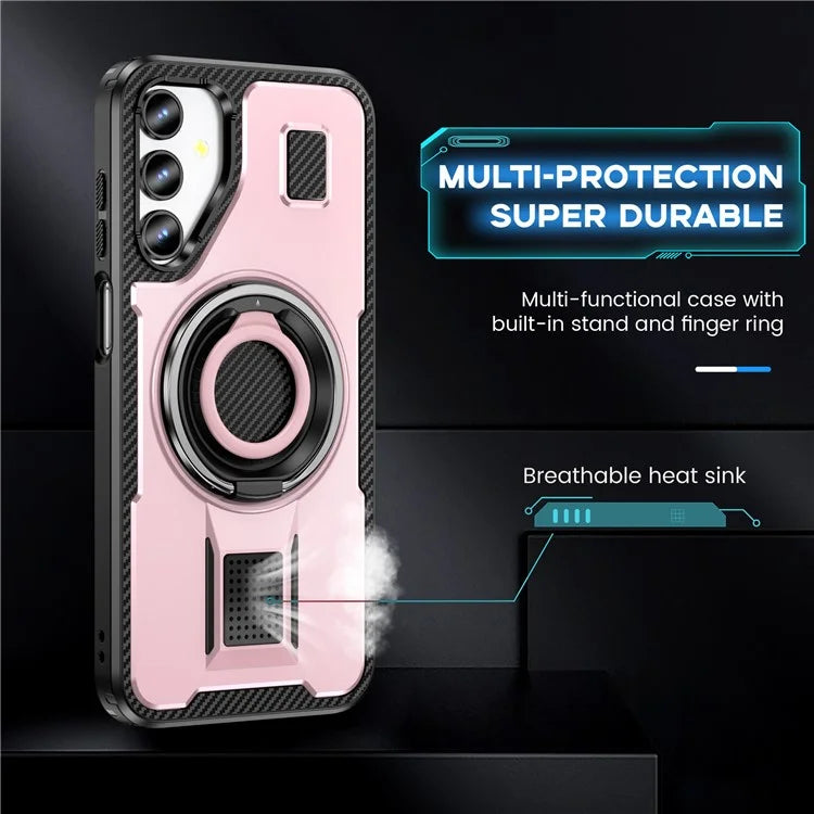 For Samsung Galaxy A15 4G / 5G Case TPU+PC Kickstand Phone Cover with Silicone Finger Strap