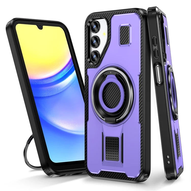 For Samsung Galaxy A15 4G / 5G Case TPU+PC Kickstand Phone Cover with Silicone Finger Strap