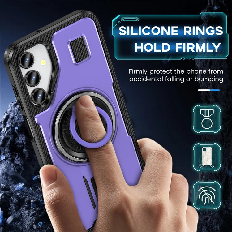 For Samsung Galaxy A15 4G / 5G Case TPU+PC Kickstand Phone Cover with Silicone Finger Strap