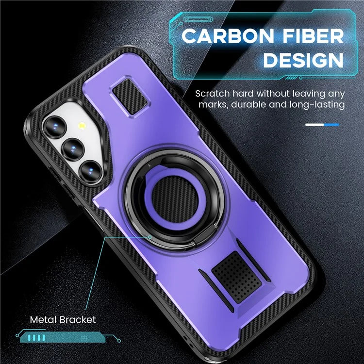 For Samsung Galaxy A15 4G / 5G Case TPU+PC Kickstand Phone Cover with Silicone Finger Strap