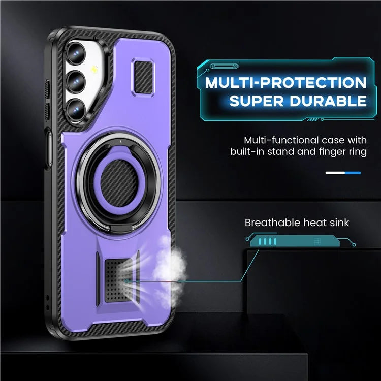For Samsung Galaxy A15 4G / 5G Case TPU+PC Kickstand Phone Cover with Silicone Finger Strap